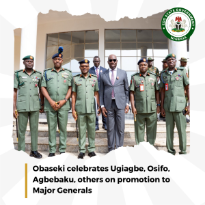 Obaseki Celebrates Ugiagbe, Osifo, Agbebaku, Others on Promotion to Major Generals