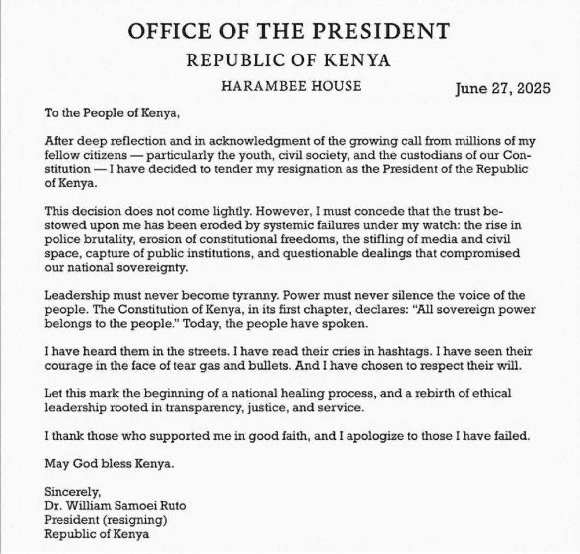 Kenya’s President Resigns—Would Nigeria Ever See the Same?  